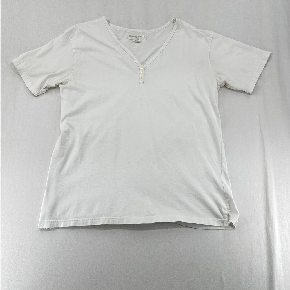 ABERCROMBIE & FITCH V-NECK SHORT SLEEVE WHITE SHIRT - Picture 1 of 4